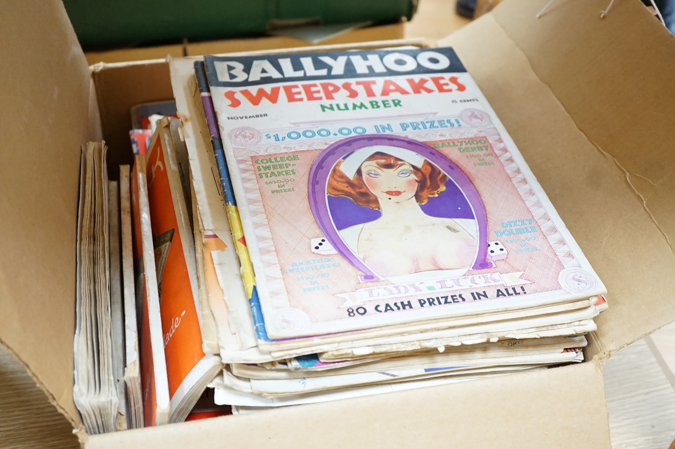 Journals and Magazines (British and American), include The Bystander (11 issues, 1920's/30's); Life (II, mostly 1960's); Ballyhoo (15, 1930's); and some miscellaneous others, original wrappers, approx. 60)
